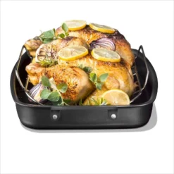 OXO 15"x10.5" Steel Open Roaster With U-Rack Black -Cookware Specialty Store GUEST 043e9dca b6f5 4aab ac33 cf5b71bca5dc