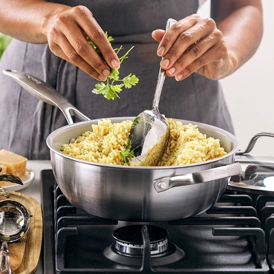 Greenpan Venice Pro Tri-Ply Stainless Steel Ceramic Non Stick 3.5qt Chefs Pan With Helper Handle & Lid Vibrant Silver 3 Greenpan Venice Pro Tri-Ply Stainless Steel Ceramic Non Stick 3.5qt Chefs Pan With Helper Handle & Lid Vibrant Silver - Image 3