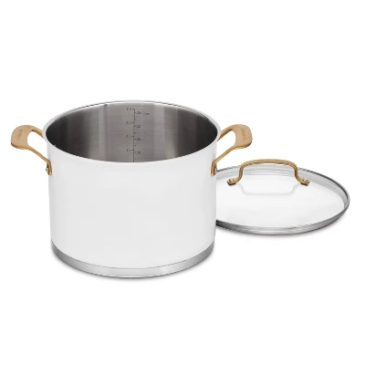 Cuisinart Classic 8qt Stainless Steel Stock Pot With Cover And Brushed Gold Handles Matte White 1 Cuisinart Classic 8qt Stainless Steel Stock Pot With Cover And Brushed Gold Handles Matte White