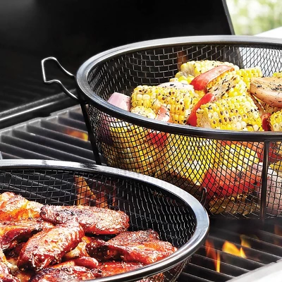 Dual Skillet Shaker Grill Basket Black - Outset 2 Dual Skillet Shaker Grill Basket Black - Outset - Image 2