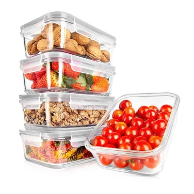 NutriChef 10-Piece Superior Glass Food Storage Containers Set - Stackable Design, Newly BPA-free Airtight Clear Locking Lids With Vent Lids 1 NutriChef 10-Piece Superior Glass Food Storage Containers Set - Stackable Design, Newly BPA-free Airtight Clear Locking Lids With Vent Lids