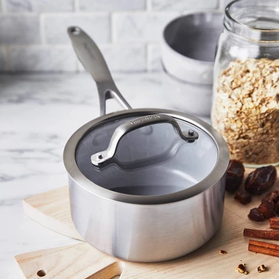 Greenpan Venice Pro Tri-Ply Stainless Steel Ceramic Non Stick 1.5qt Saucepan With Lid Vibrant Silver 2 Greenpan Venice Pro Tri-Ply Stainless Steel Ceramic Non Stick 1.5qt Saucepan With Lid Vibrant Silver - Image 2