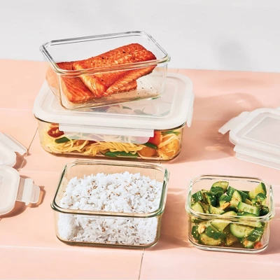 8pc (Set Of 4) Glass Food Storage Container Set Clear - Figmint™ 1 8pc (Set Of 4) Glass Food Storage Container Set Clear - Figmint™