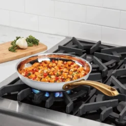 Cuisinart Classic 10" Stainless Steel Skillet With Brushed Gold Handles Matte White