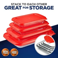 NutriChef 4 Sets Of High Borosilicate Rectangular Glass Bakeware Set With PE Lid (Red) -Cookware Specialty Store GUEST 4245d3bc 2b7e 4aae 94b8 2ee0580148f5