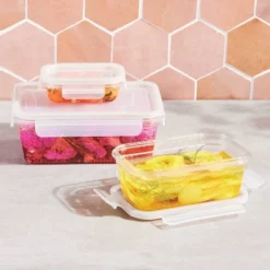 6pc (set Of 3) Plastic Rectangle Food Storage Container Set Clear - Figmintâ„¢