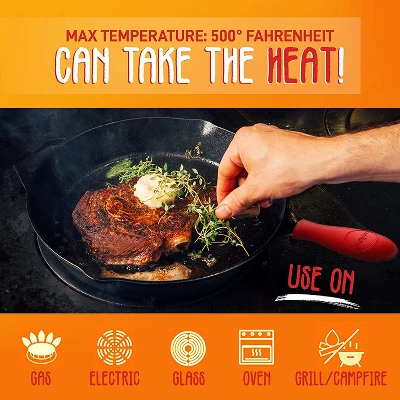 NutriChef Heavy Duty Non Stick Pre Seasoned Cast Iron Skillet Frying Pan 3 Piece Set Includes 8-Inch, 10-Inch, 12-Inch Pans, With Silicone Handles 4 NutriChef Heavy Duty Non Stick Pre Seasoned Cast Iron Skillet Frying Pan 3 Piece Set Includes 8-Inch, 10-Inch, 12-Inch Pans, With Silicone Handles - Image 4