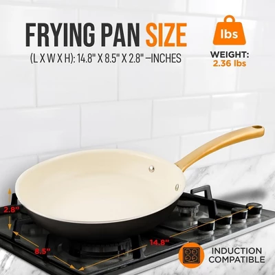 NutriChef 8” Small Fry Pan - Small Skillet Nonstick Frying Pan With Golden Titanium Coated Silicone Handle, Ceramic Coating 1 NutriChef 8” Small Fry Pan - Small Skillet Nonstick Frying Pan With Golden Titanium Coated Silicone Handle, Ceramic Coating