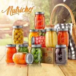 NutriChef 12 Pcs. Glass Mason Jars With Regular Lids And Bands, DIY Magnetic Spice Jars, Ideal For Meal Prep, Jam, Honey, Wedding Favors, And More -Cookware Specialty Store GUEST 5fecca47 3914 4158 88d9 f9c5ae342413