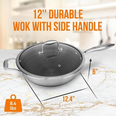 NutriChef 12 Inch Stainless Steel Nonstick Cooking Wok Kitchen Stir Fry Pan With Glass Lid For Gas, Electric, Ceramic, And Induction Counter Cooktops 1 NutriChef 12 Inch Stainless Steel Nonstick Cooking Wok Kitchen Stir Fry Pan With Glass Lid For Gas, Electric, Ceramic, And Induction Counter Cooktops