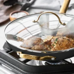 GreenPan Reserve 12" Frypan With Helper Handle & Lid Black -Cookware Specialty Store GUEST 6af3c043 fbdc 40f0 97c9 540c19a38599