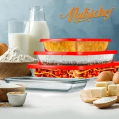 NutriChef 4 Sets Of High Borosilicate Rectangular Glass Bakeware Set With PE Lid (Red) -Cookware Specialty Store GUEST 7d08970a 2e43 4e14 a458 5b51d96c8f6f