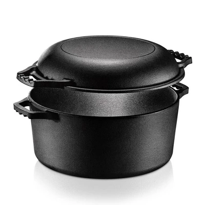 NutriChef 2-in-1 Pre-Seasoned Non-Stick Cast Iron Double Dutch Oven And Skillet Lid 1 NutriChef 2-in-1 Pre-Seasoned Non-Stick Cast Iron Double Dutch Oven And Skillet Lid