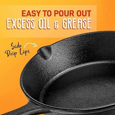 NutriChef Heavy Duty Non Stick Pre Seasoned Cast Iron Skillet Frying Pan 3 Piece Set, 8 Inch 10 Inch 12 Inch Pans With Silicone Handles (2 Pack) 3 NutriChef Heavy Duty Non Stick Pre Seasoned Cast Iron Skillet Frying Pan 3 Piece Set, 8 Inch 10 Inch 12 Inch Pans With Silicone Handles (2 Pack) - Image 3