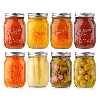 NutriChef 8 Pcs. Glass Mason Jars With Regular Lids And Bands, DIY Magnetic Spice Jars, Ideal For Meal Prep, Jam, Honey, Wedding Favors, And More 1 NutriChef 8 Pcs. Glass Mason Jars With Regular Lids And Bands, DIY Magnetic Spice Jars, Ideal For Meal Prep, Jam, Honey, Wedding Favors, And More
