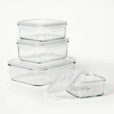 8pc (Set Of 4) Glass Food Storage Container Set Clear - Figmint™ 2 8pc (Set Of 4) Glass Food Storage Container Set Clear - Figmint™ - Image 2
