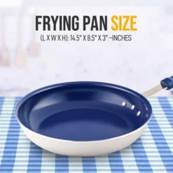 NutriChef 8" Small Fry Pan - Small Skillet Nonstick Frying Pan With Silicone Handle, Ceramic Coating, Blue Silicone Handle