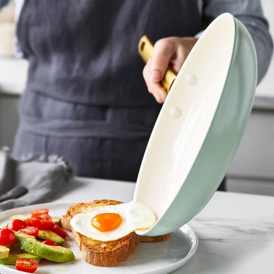 GreenPan Reserve 12" Frypan With Helper Handle & Lid Mint Green 1 GreenPan Reserve 12" Frypan With Helper Handle & Lid Mint Green