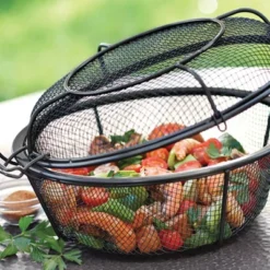 Dual Skillet Shaker Grill Basket Black - Outset