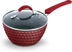NutriChef Saucepan Pot With Lid - Non-Stick High-Qualified Kitchen Cookware, 1.7 Quart