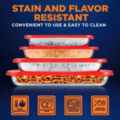 NutriChef 4 Sets Of High Borosilicate Rectangular Glass Bakeware Set With PE Lid (Red) -Cookware Specialty Store GUEST caa0163e 5af6 4699 a87d 46a14c2e8be8