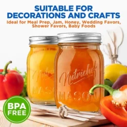 NutriChef 4 Pcs. Glass Mason Jars With Regular Lids And Bands, DIY Magnetic Spice Jars, Ideal For Meal Prep, Jam, Honey, Wedding Favors, And More -Cookware Specialty Store GUEST cbab241e 96b1 43c7 82c5 830d49b65448 2