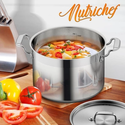 NutriChef 8-Quart Stainless Steel Stockpot - 18/8 Food Grade Heavy Duty Large Stock Pot For Stew, Simmering, Soup, Includes Lid 1 NutriChef 8-Quart Stainless Steel Stockpot - 18/8 Food Grade Heavy Duty Large Stock Pot For Stew, Simmering, Soup, Includes Lid