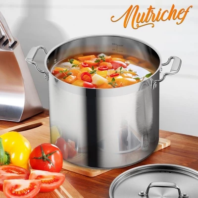 NutriChef Stainless Steel Cookware Stockpot - 20 Quart, Heavy Duty Induction Pot, Soup Pot With Stainless Steel 2 NutriChef Stainless Steel Cookware Stockpot - 20 Quart, Heavy Duty Induction Pot, Soup Pot With Stainless Steel - Image 2
