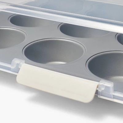 12ct Nonstick Aluminized Steel Muffin Pan With Lid Clear - Figmint™ 3 12ct Nonstick Aluminized Steel Muffin Pan With Lid Clear - Figmint™ - Image 3
