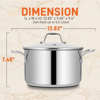 NutriChef 6-Quart Stainless Steel Stock Pot - 18/8 Food Grade Steel Heavy Duty Induction - Stock Pot, Stew Pot, Simmering Pot, Soup Pot 1 NutriChef 6-Quart Stainless Steel Stock Pot - 18/8 Food Grade Steel Heavy Duty Induction - Stock Pot, Stew Pot, Simmering Pot, Soup Pot