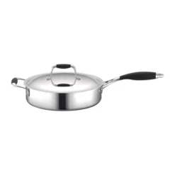 NutriChef Stainless Steel Pan 3.4 Qt Pot Kitchen Cookware With Lid